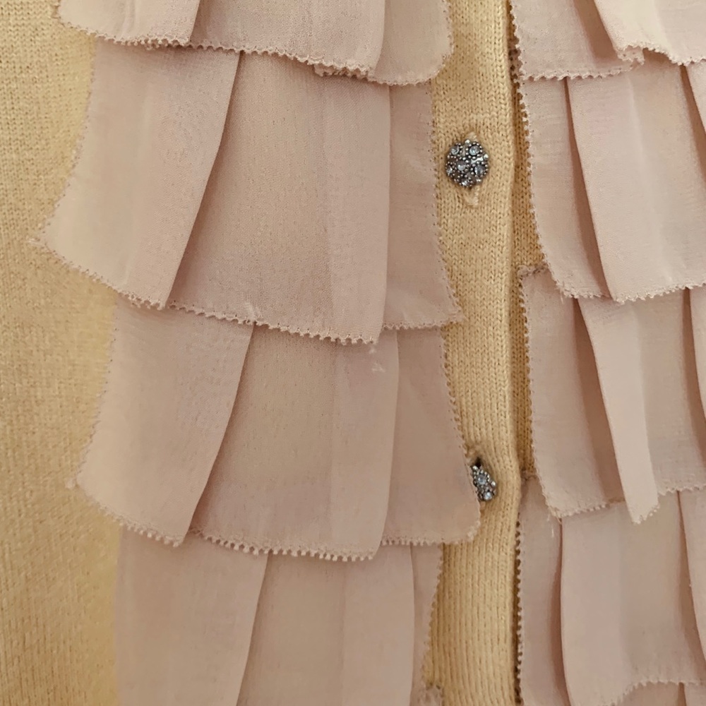 New York & Company Beige Ruffle Cardigan - Picture 3 of 10